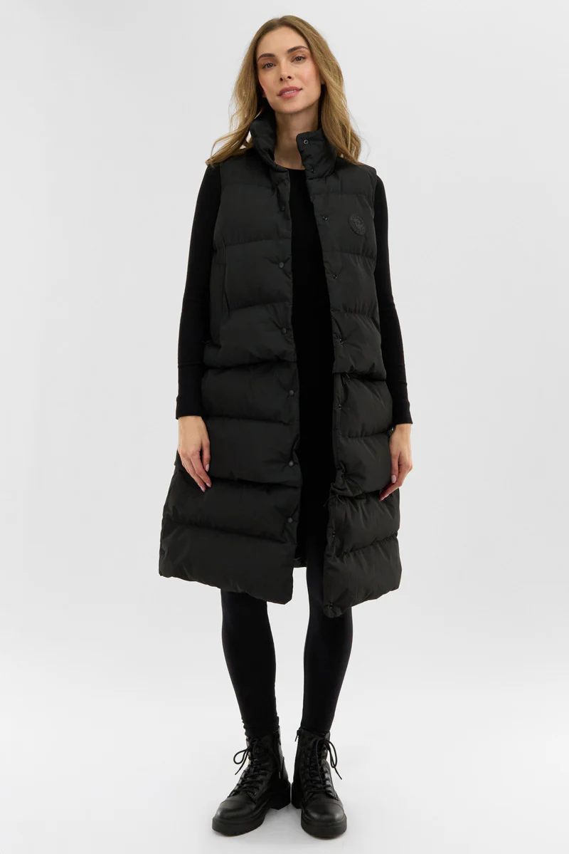 Tiered Zip Off Puffer Vest - Black