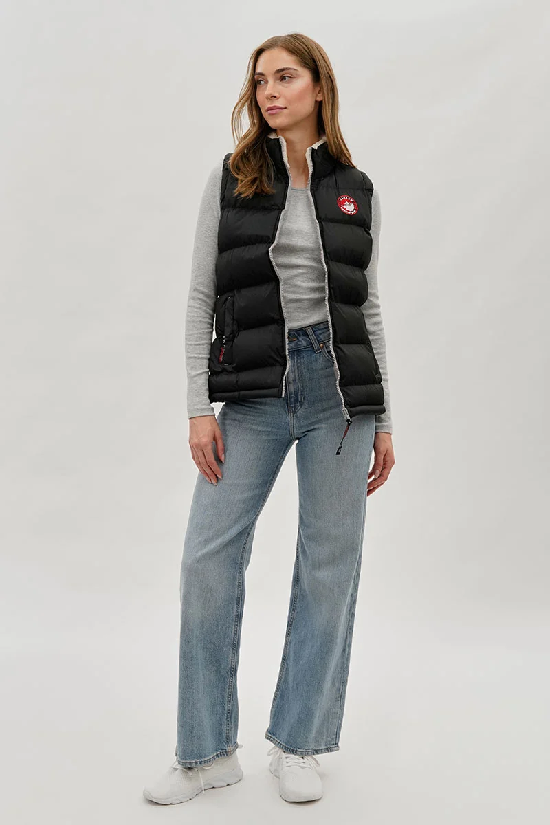 Fleece Lined Collar Puffer Vest - Black - Image 5
