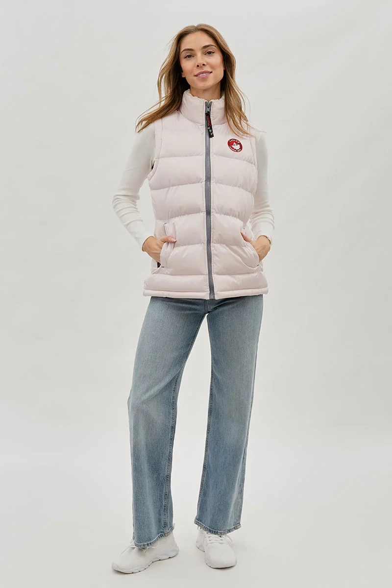 Fleece Lined Collar Puffer Vest - Blush - Image 5