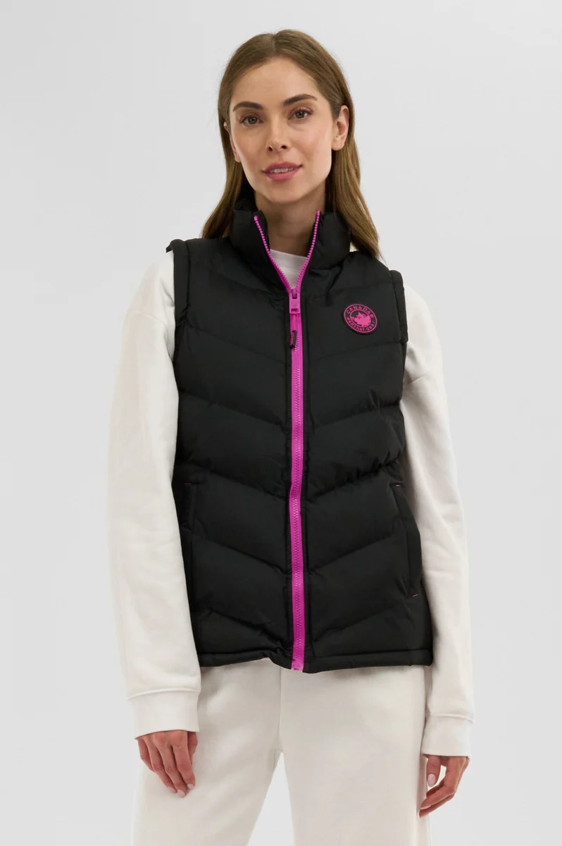 Chevron Puffer Vest - Black