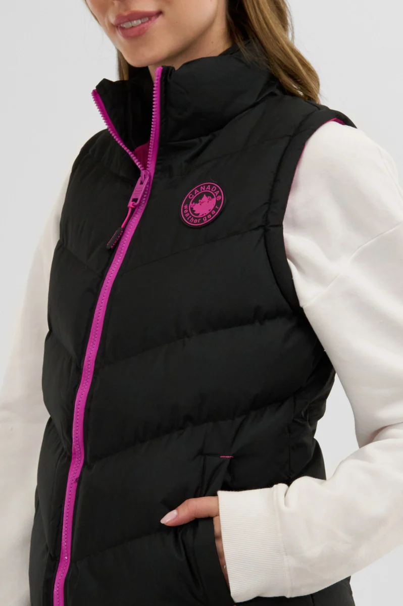 Chevron Puffer Vest - Black - Image 4
