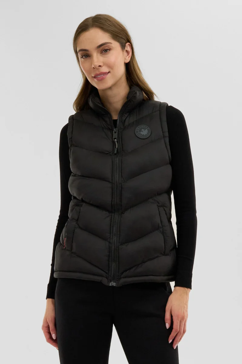Chevron Puffer Vest - Black