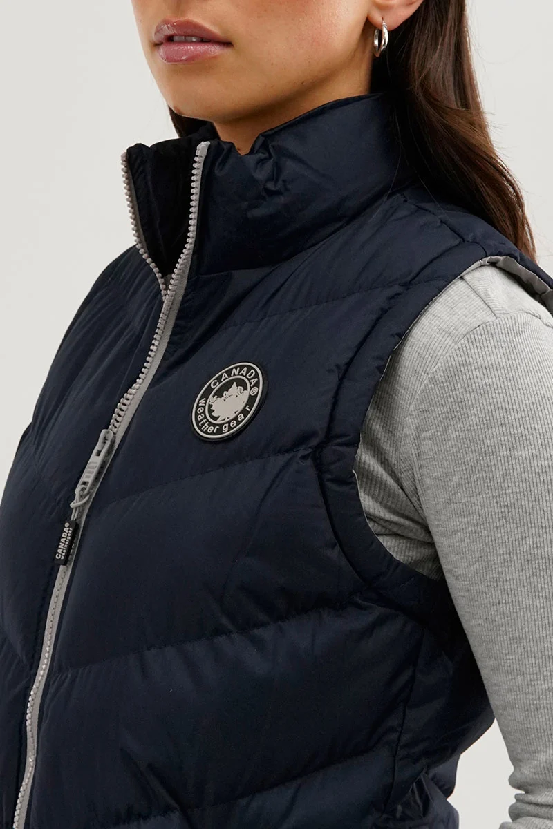 Chevron Puffer Vest - Navy - Image 4