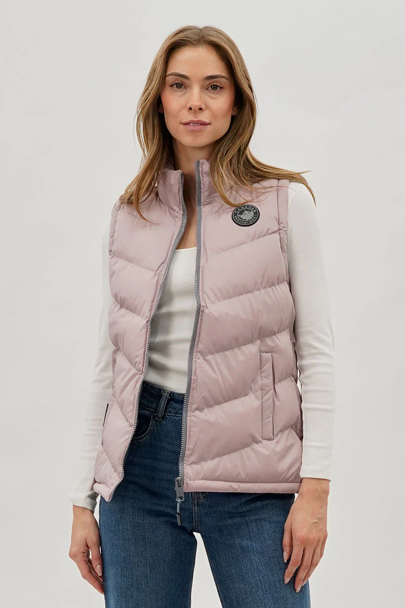 Chevron Puffer Vest - Blush
