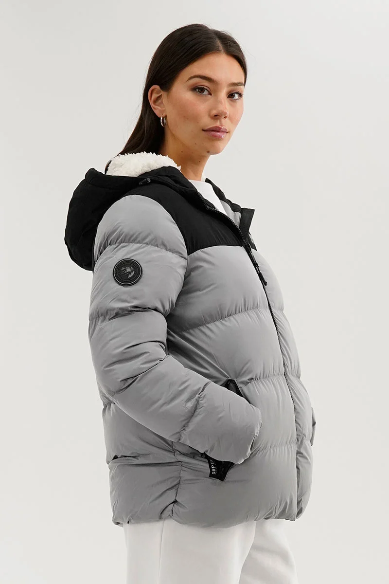 Colour Block Bomber Jacket - Grey - Image 2