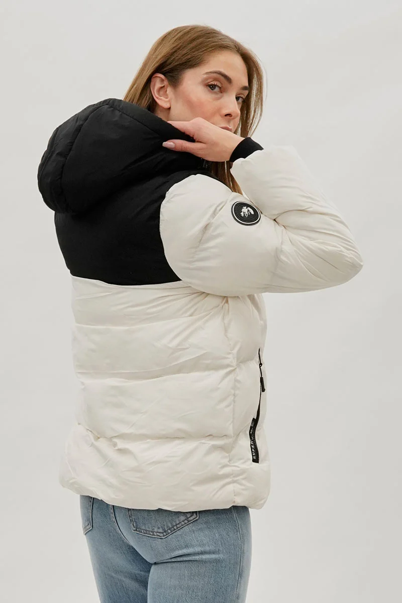 Colour Block Bomber Jacket - White - Image 3