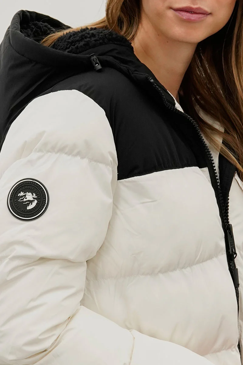 Colour Block Bomber Jacket - White - Image 4