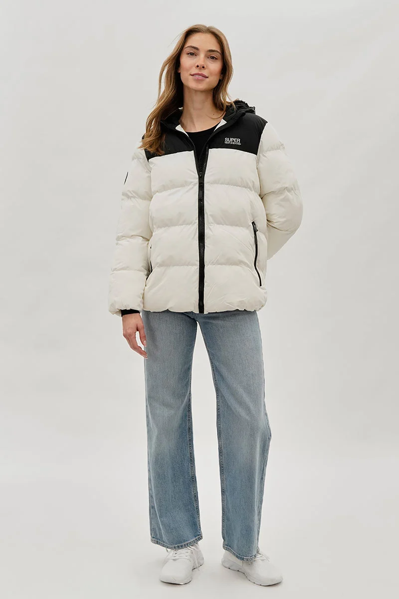 Colour Block Bomber Jacket - White - Image 5