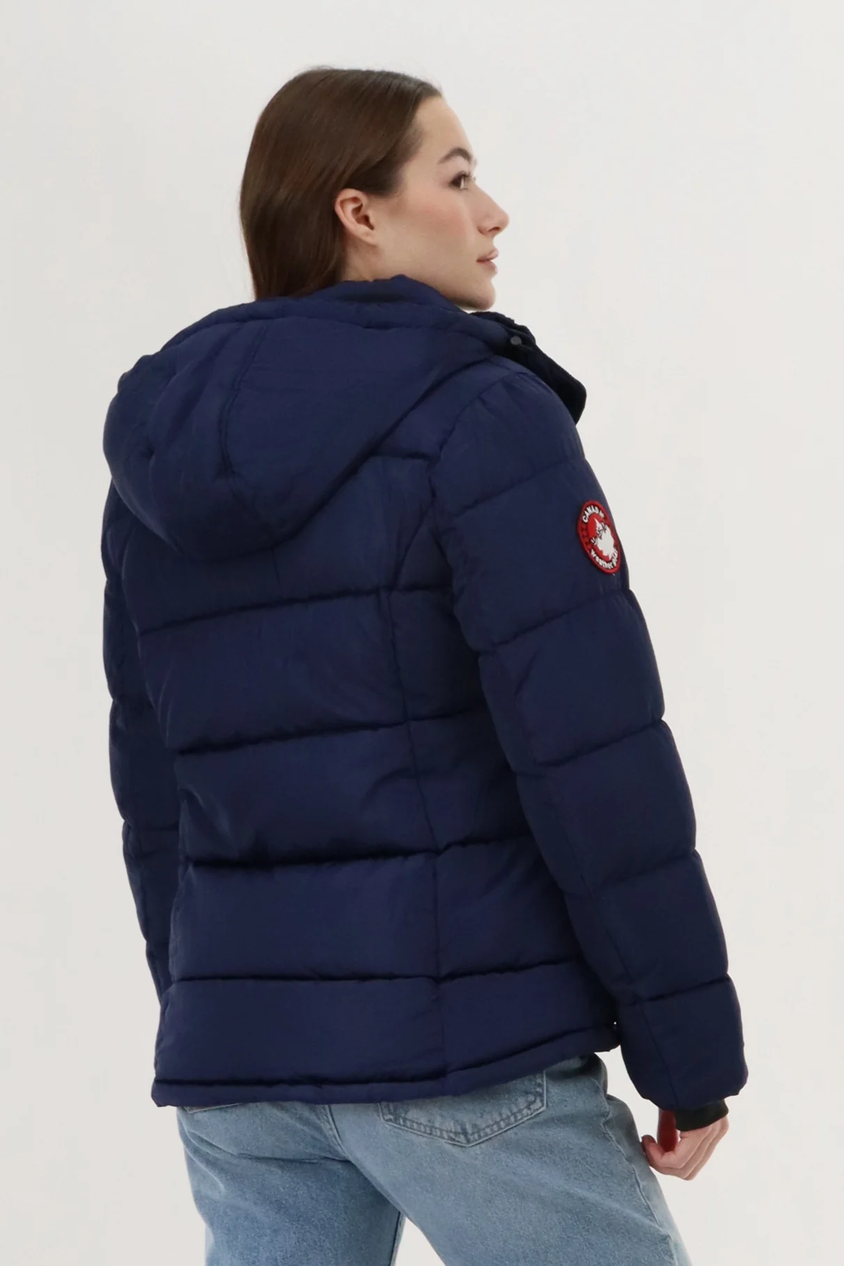 Hooded Puffer Bomber Jacket - Navy - Image 3