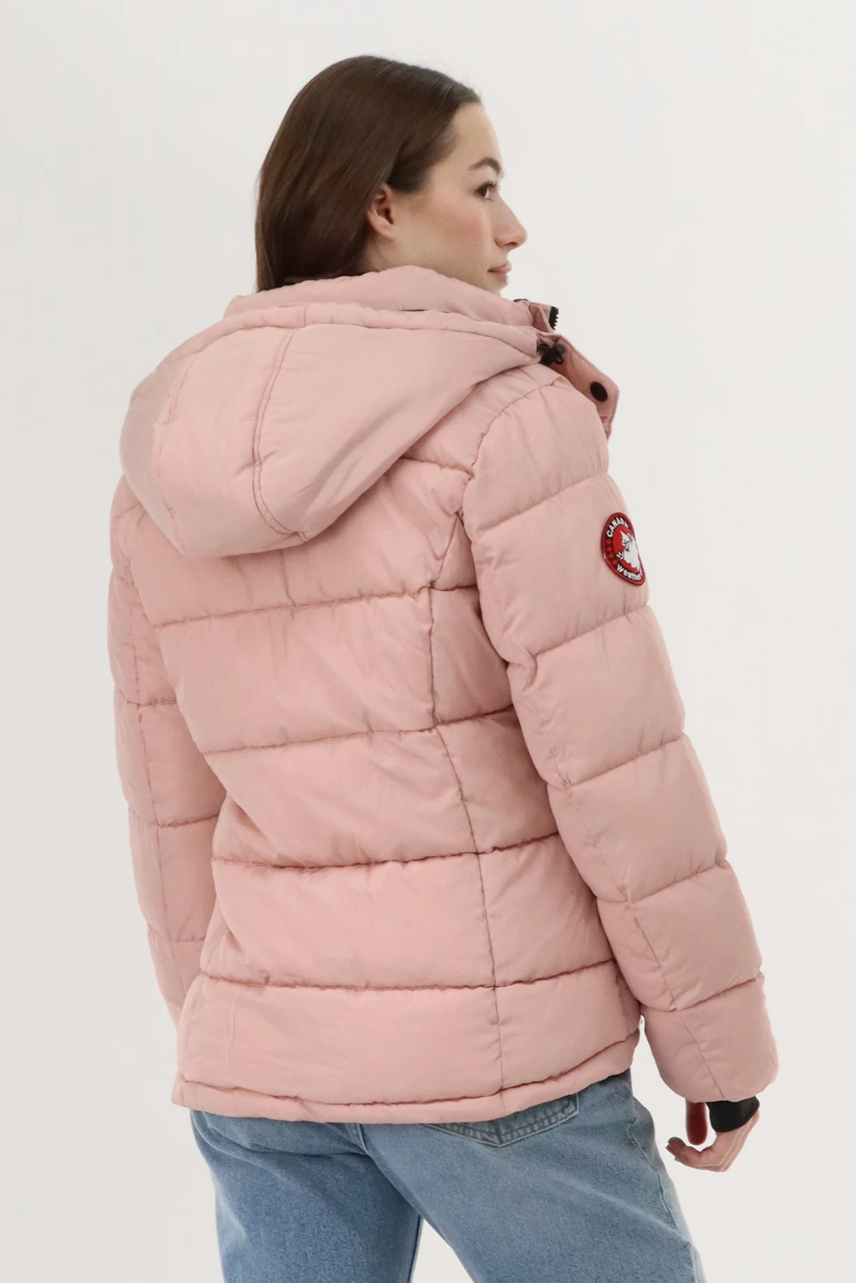 Hooded Puffer Bomber Jacket - Blush - Image 3