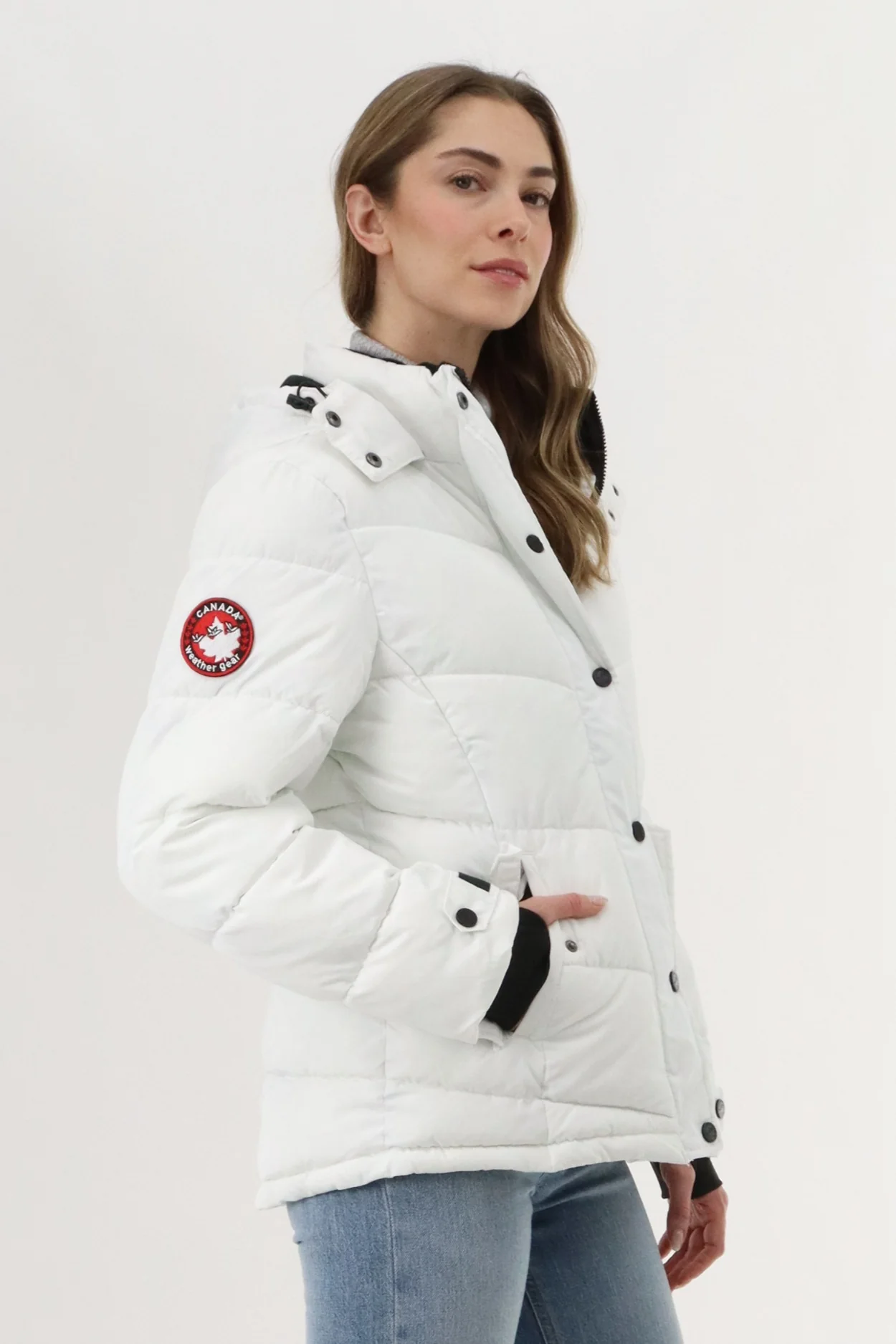 Short Puffer Bomber Jacket - White - Image 2