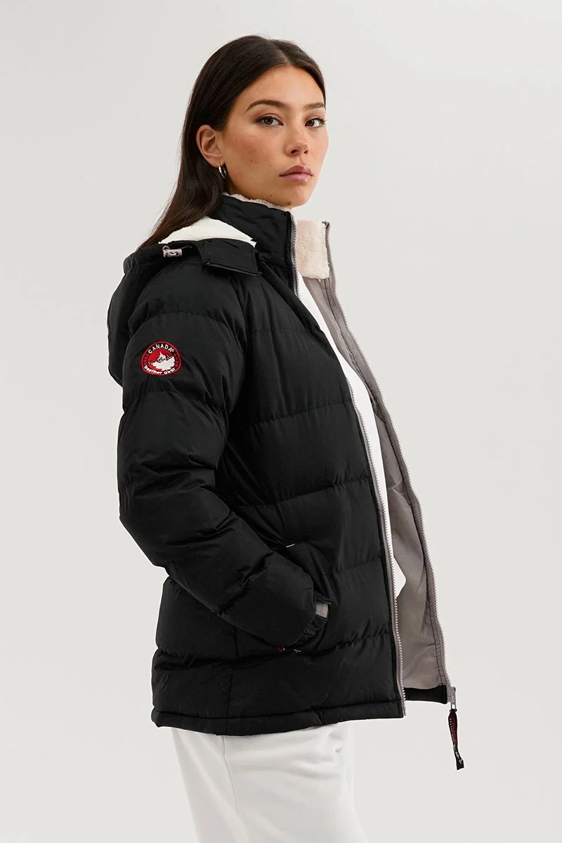 Sherpa Lined Collar Bomber Jacket - Black - Image 2
