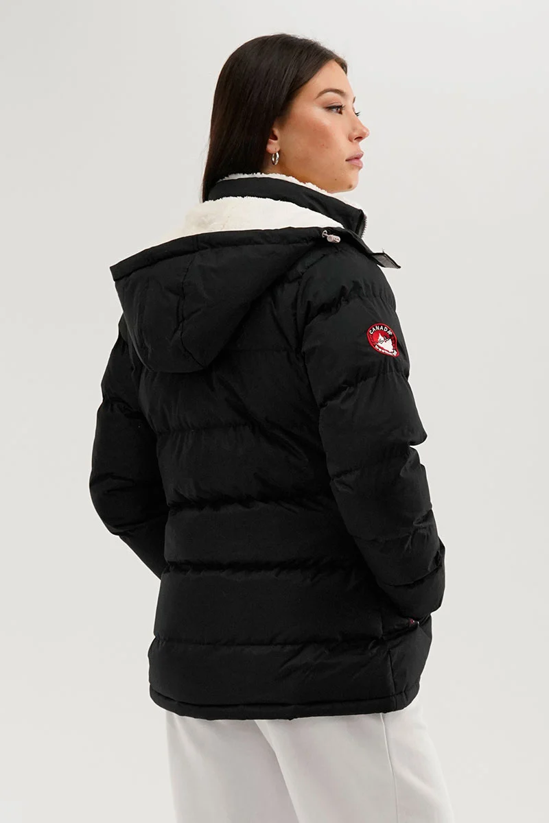 Sherpa Lined Collar Bomber Jacket - Black - Image 3