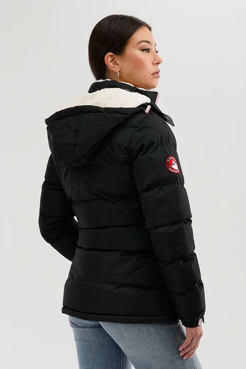 Sherpa Lined Collar Bomber Jacket - Black - Image 3