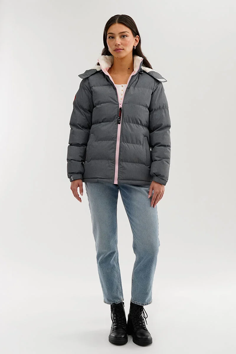 Sherpa Lined Collar Bomber Jacket - Grey - Image 5