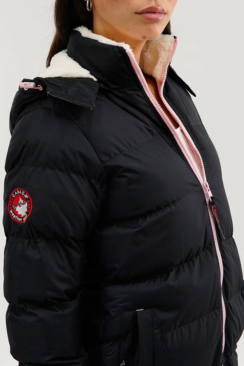 Sherpa Lined Collar Bomber Jacket - Navy - Image 4