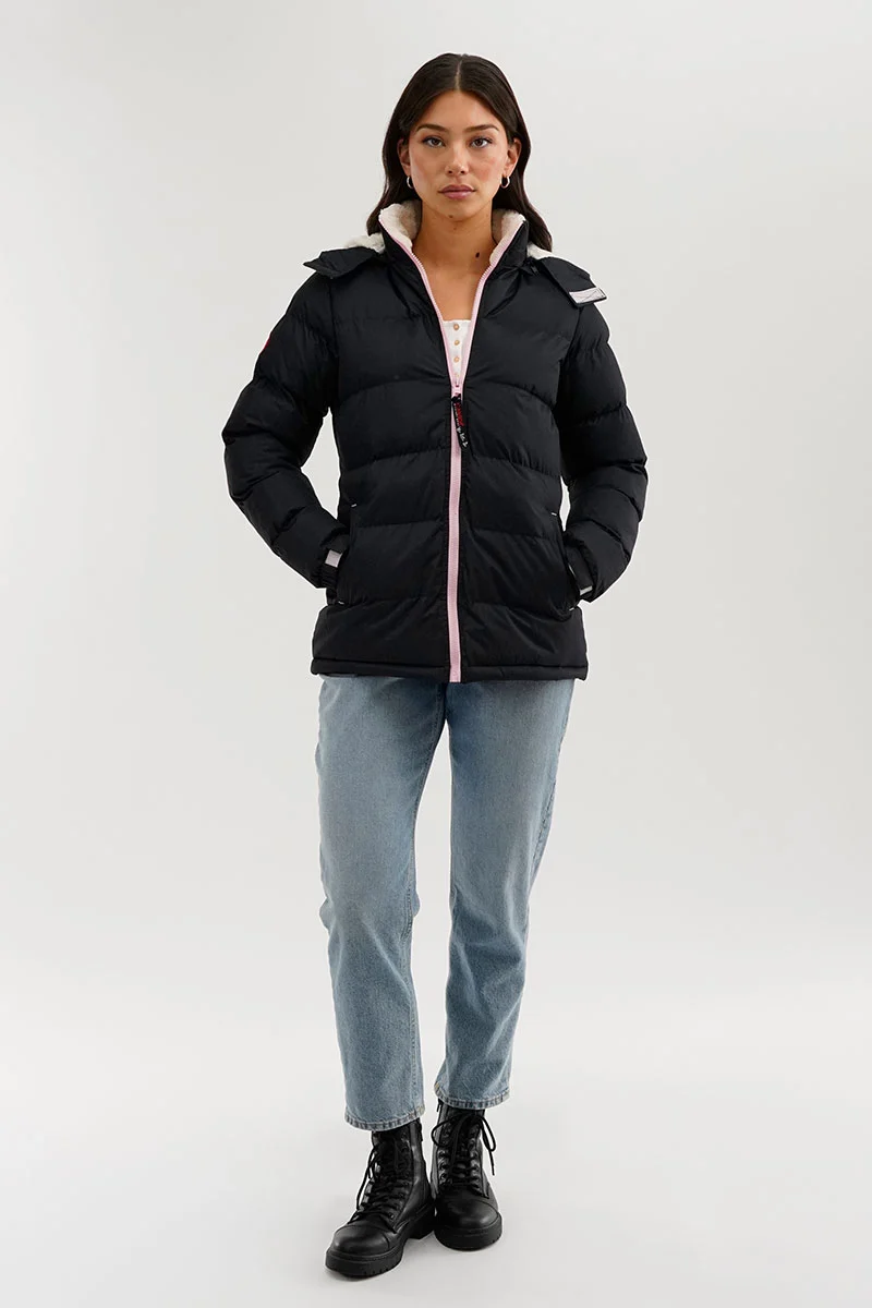 Sherpa Lined Collar Bomber Jacket - Navy - Image 5