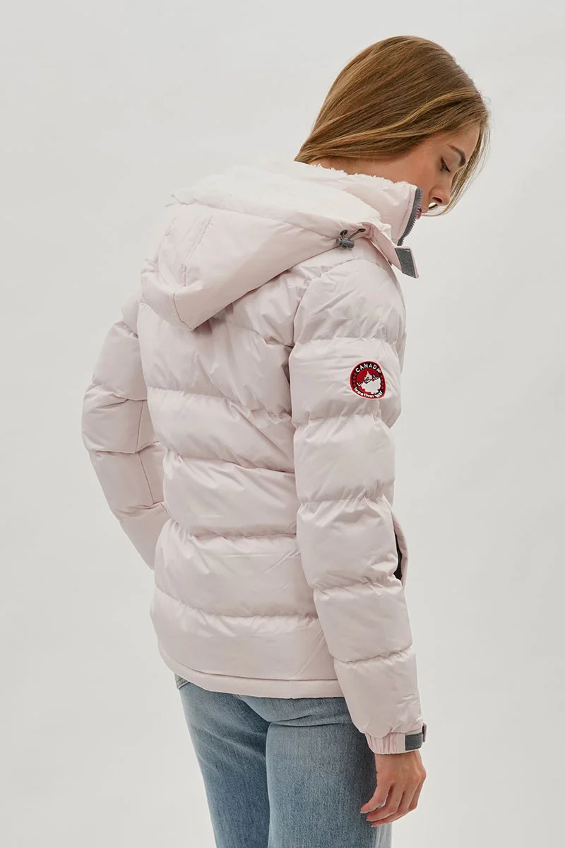 Sherpa Lined Collar Bomber Jacket - Blush - Image 3