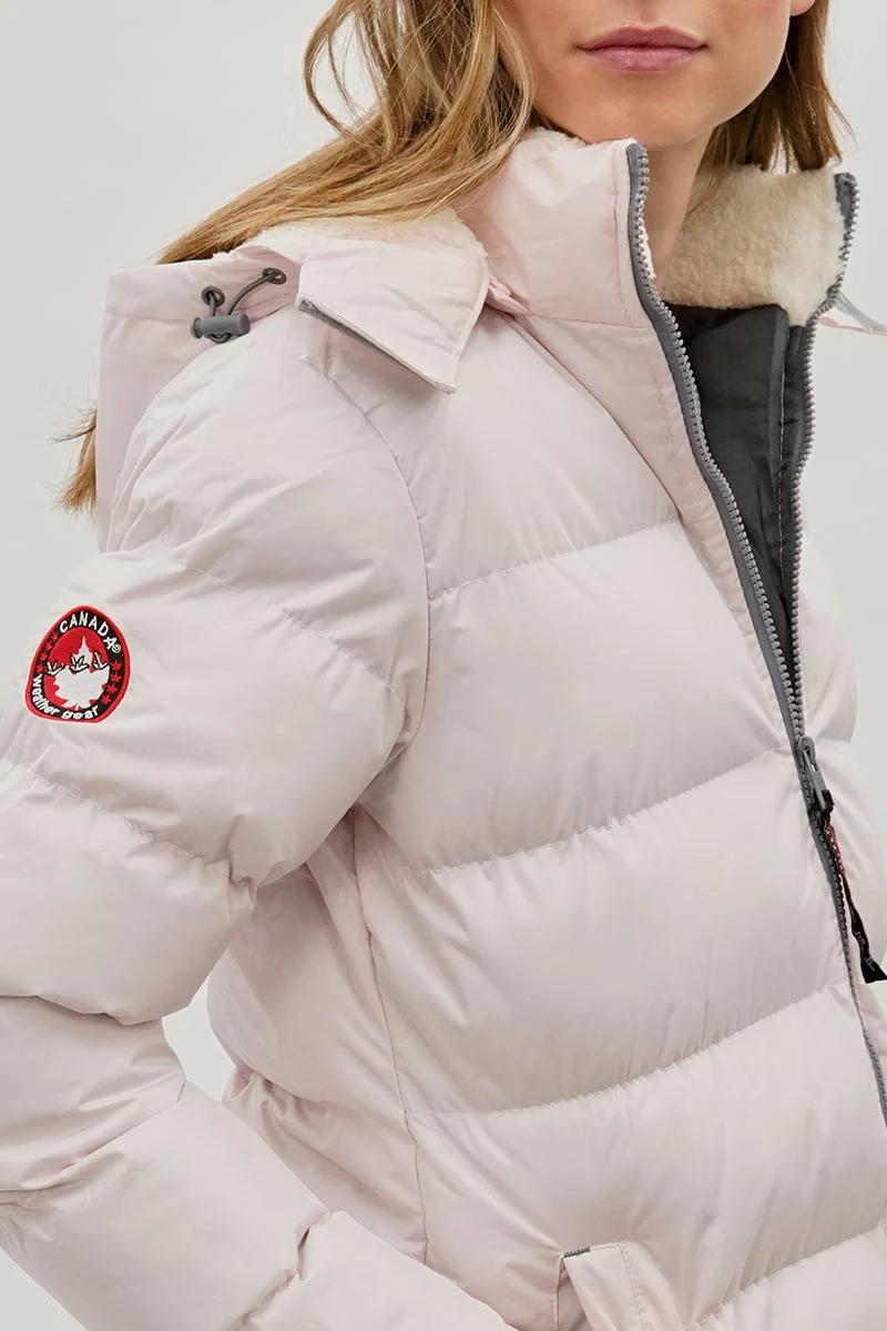 Sherpa Lined Collar Bomber Jacket - Blush - Image 4