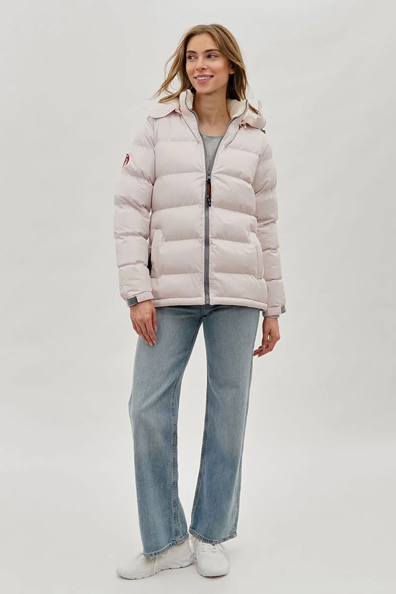 Sherpa Lined Collar Bomber Jacket - Blush - Image 5