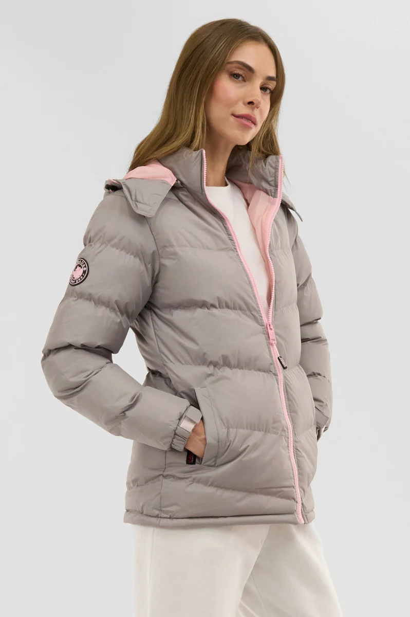 Chevron Bubble Bomber Jacket - Stone - Image 2