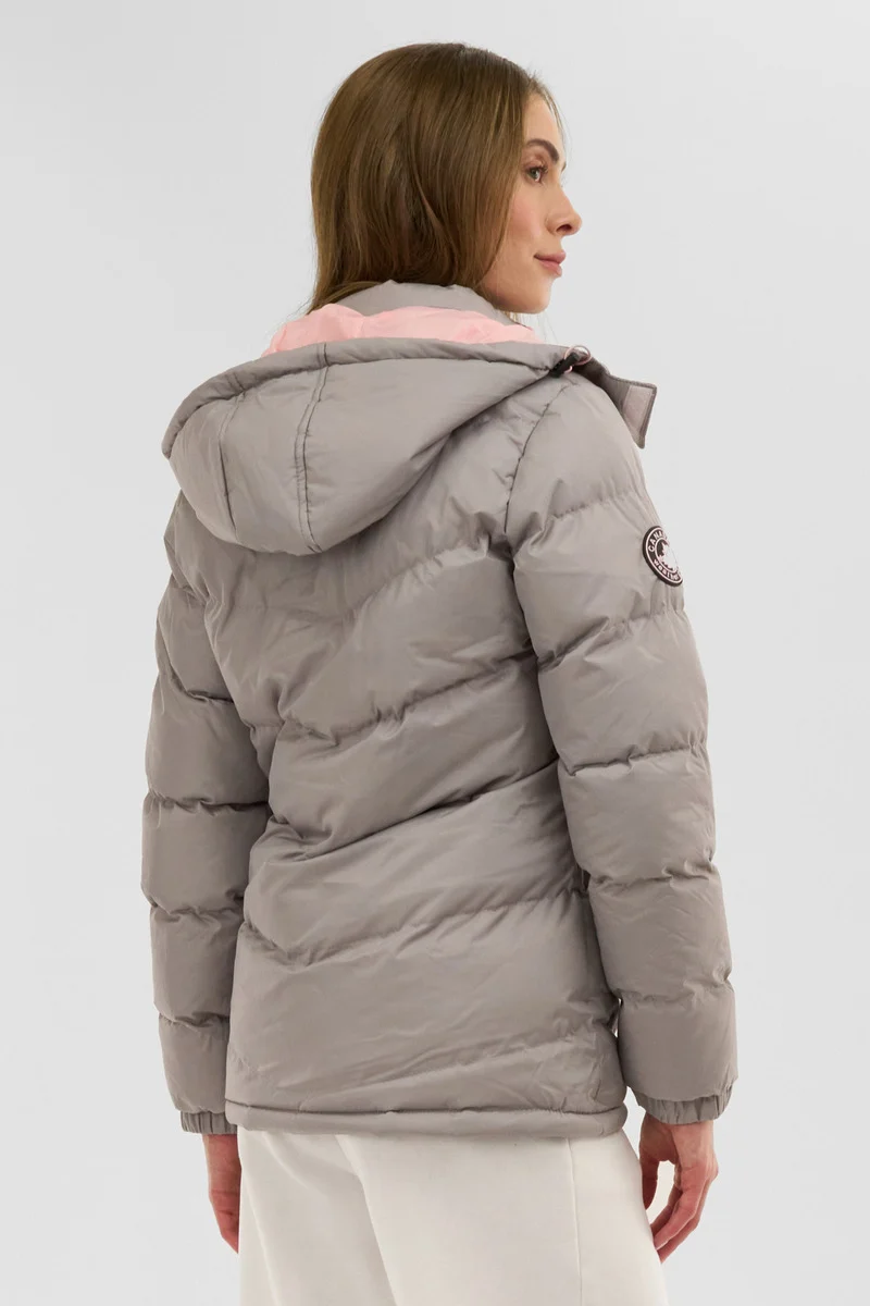 Chevron Bubble Bomber Jacket - Stone - Image 3