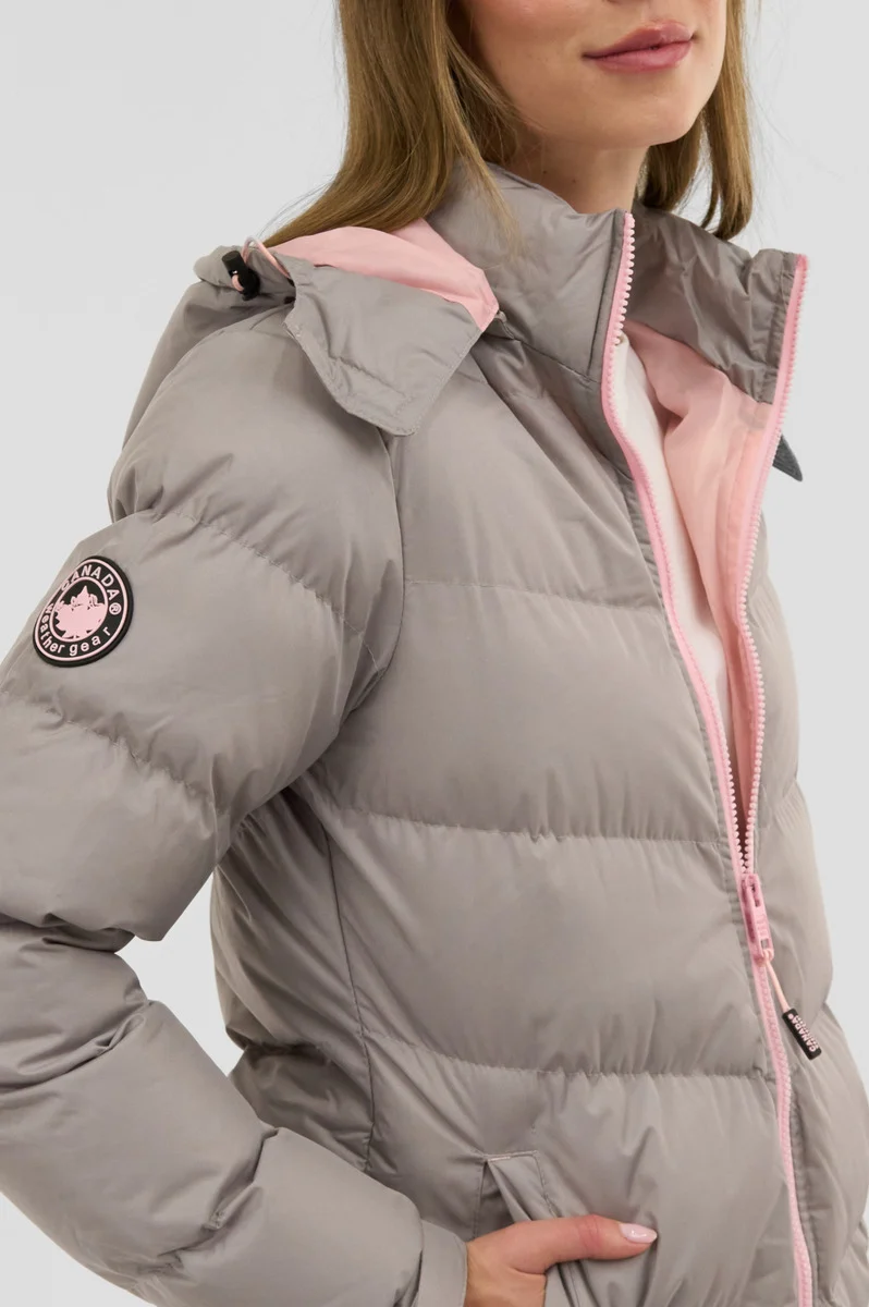 Chevron Bubble Bomber Jacket - Stone - Image 4