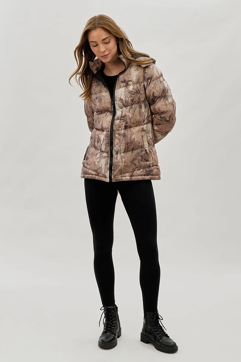 Camo Print Chevron Bomber Jacket - Brown - Image 5