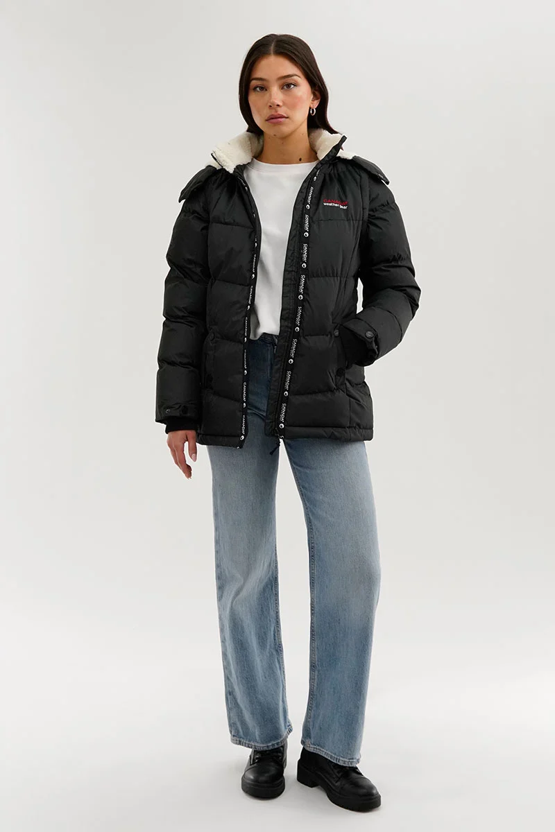 Zip Off Sleeve Parka Jacket - Black - Image 5