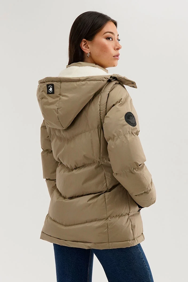 Zip Off Sleeve Parka Jacket - Beige - Image 3