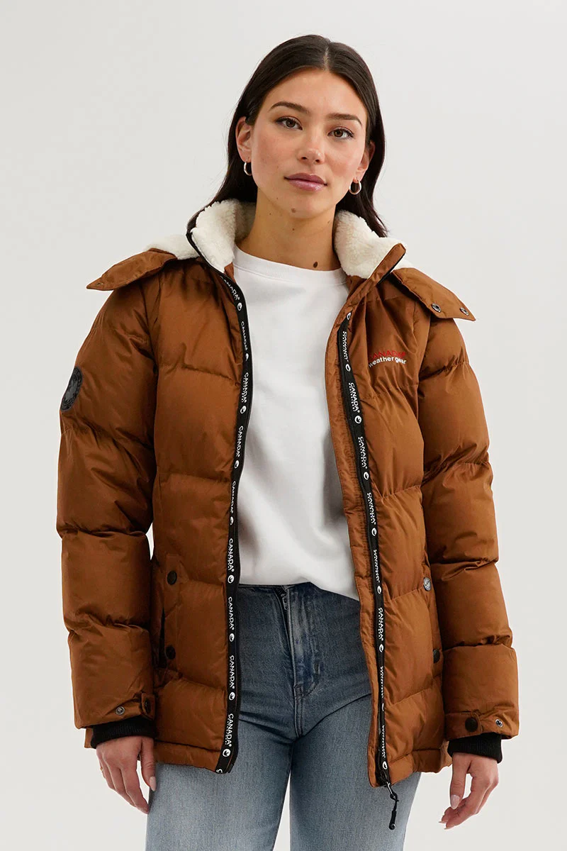 Zip Off Sleeve Parka Jacket - Brown