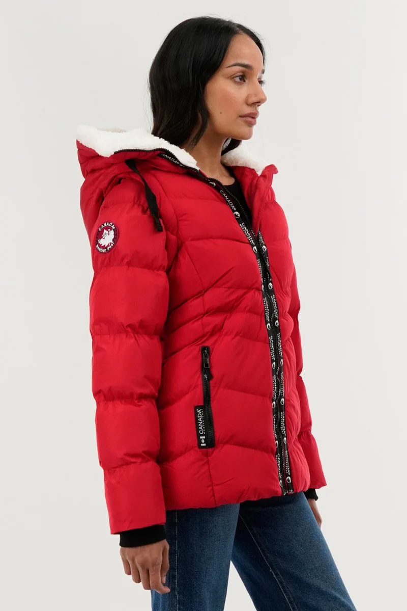 Zip Off Sleeve Bomber Jacket - Red - Image 2