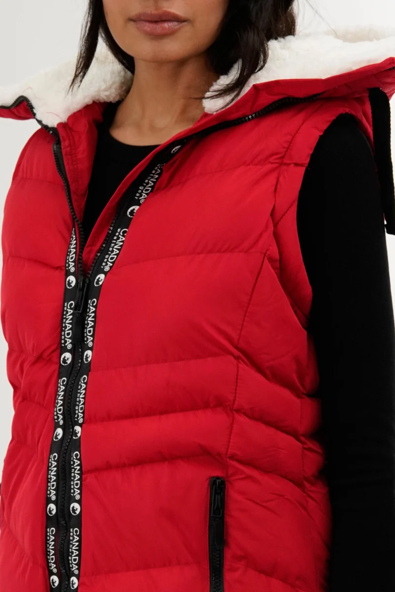 Zip Off Sleeve Bomber Jacket - Red - Image 4