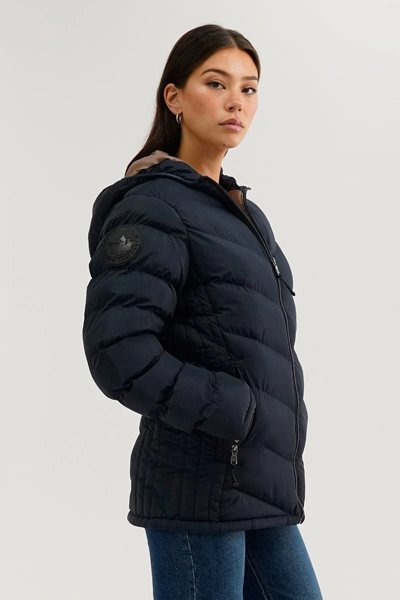 Chevron Quilted Bomber Jacket - Navy - Image 2