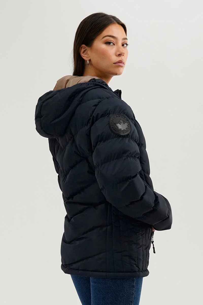 Chevron Quilted Bomber Jacket - Navy - Image 3