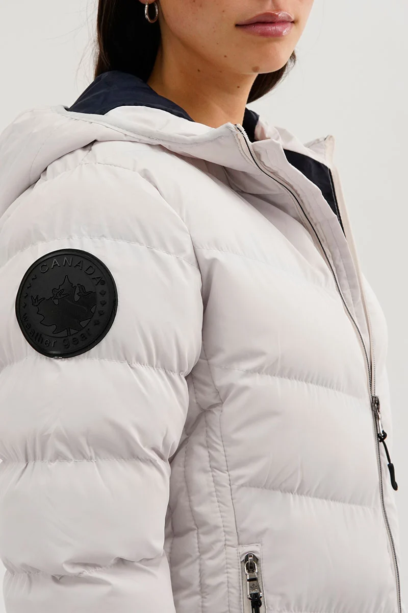 Chevron Quilted Bomber Jacket - White - Image 4