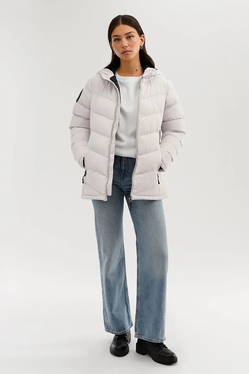 Chevron Quilted Bomber Jacket - White - Image 5