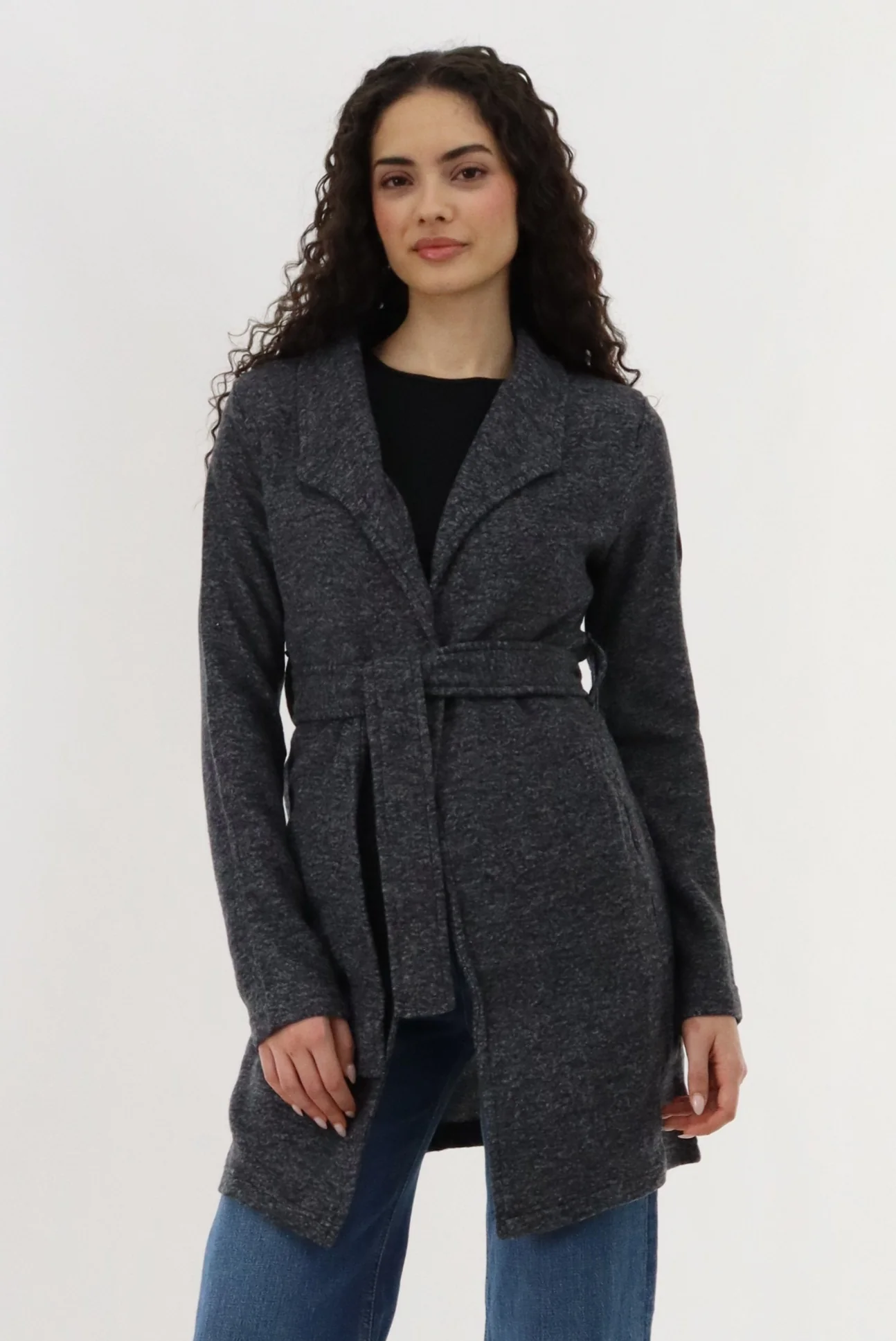 Fleece Wrap Lightweight Jacket - Black