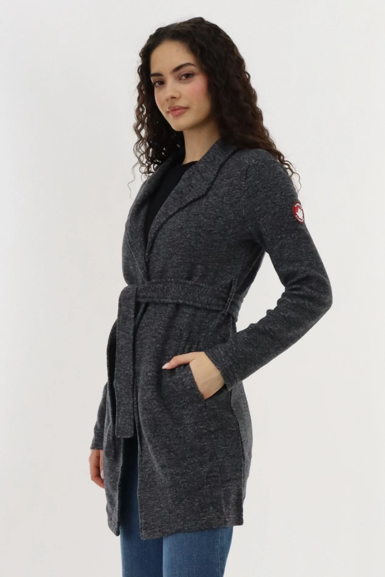 Fleece Wrap Lightweight Jacket - Black - Image 2