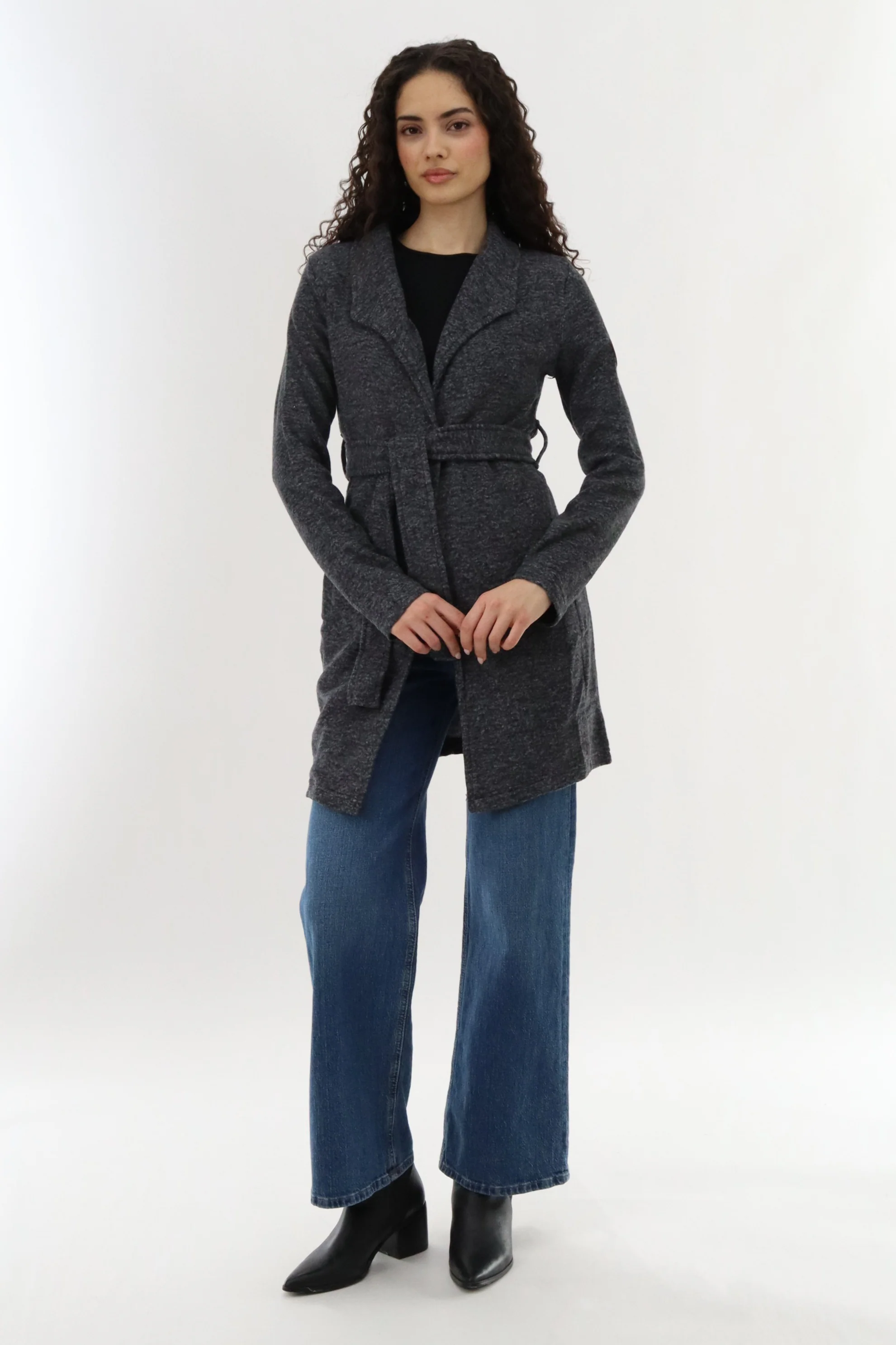 Fleece Wrap Lightweight Jacket - Black - Image 5