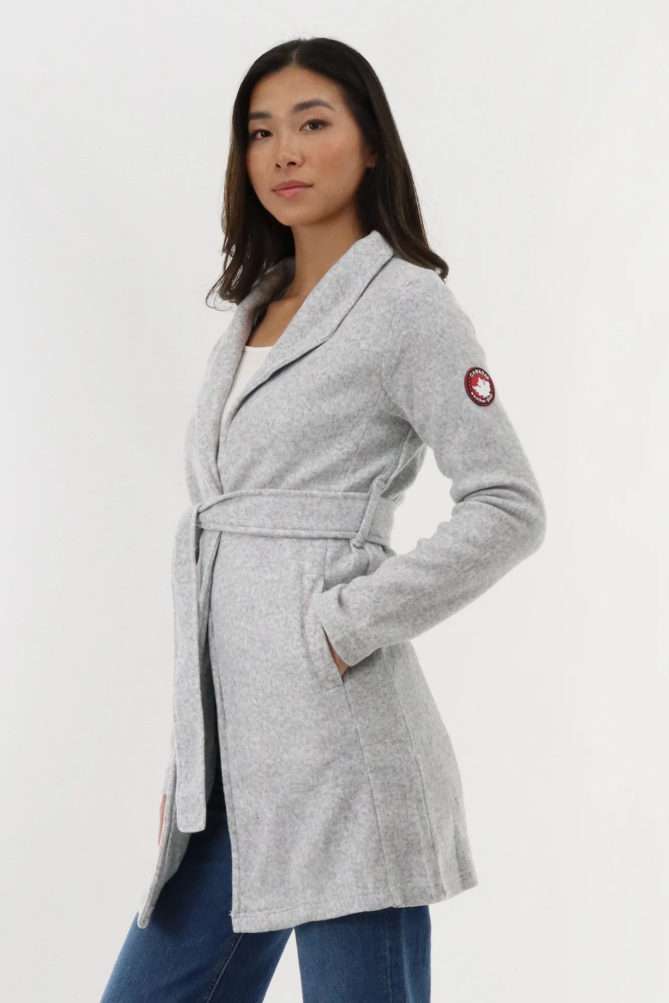 Fleece Wrap Lightweight Jacket - Grey - Image 2