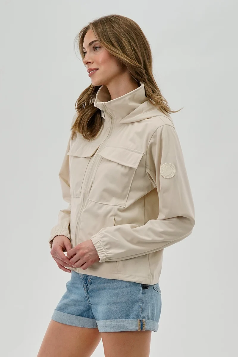 Hooded Utility Lightweight Jacket - Cream - Image 2