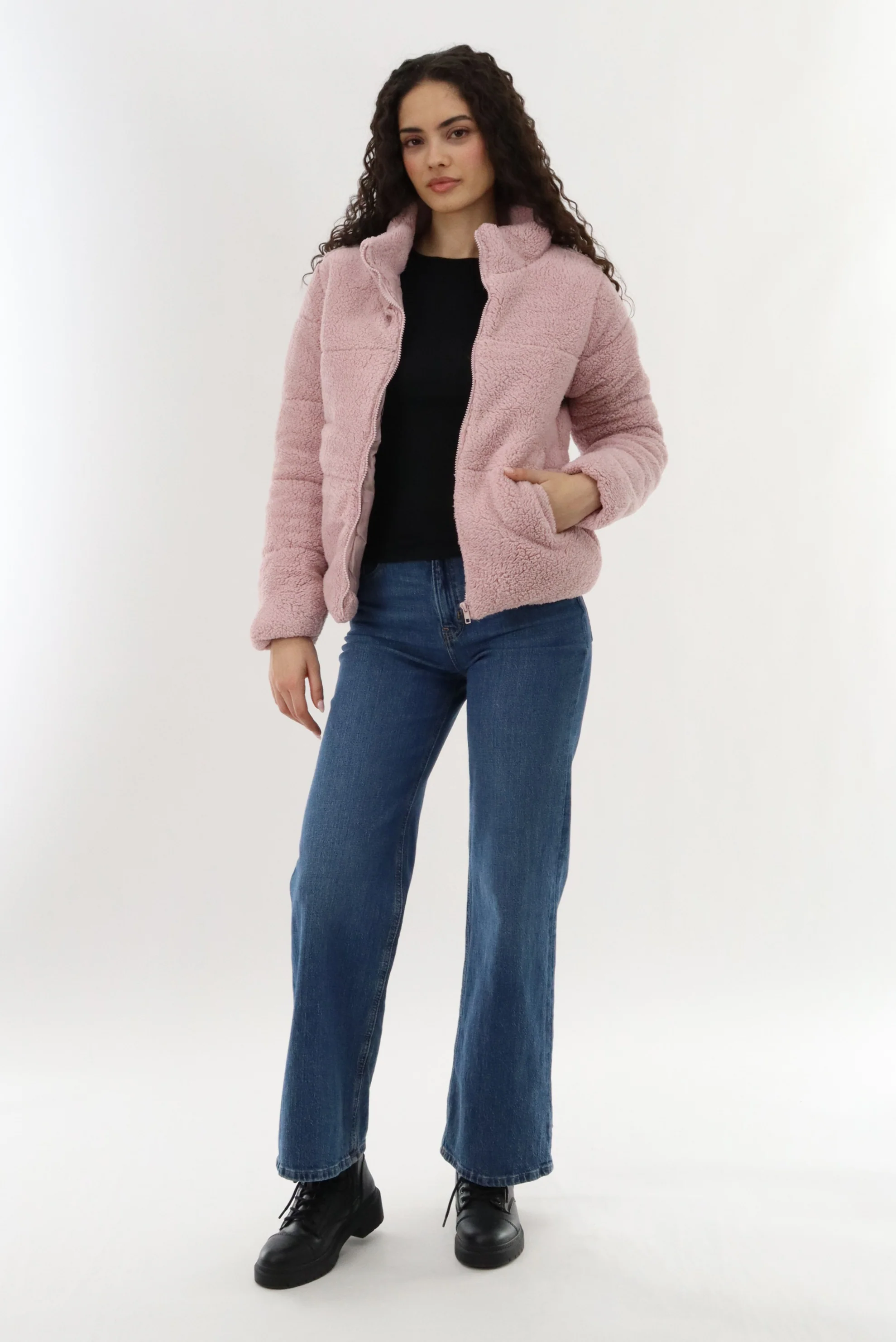 Sherpa Bomber Jacket - Pink - Image 5