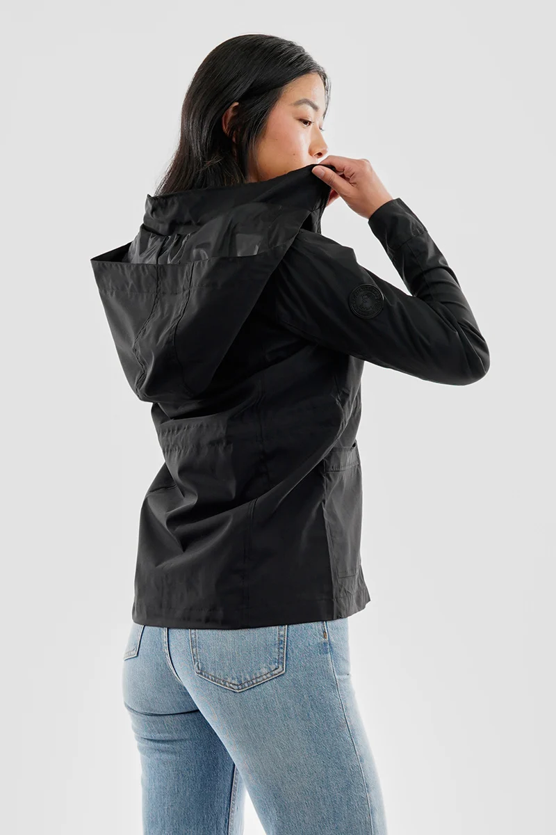 Coated Microfibre Zip Up Lightweight Jacket - Black - Image 3