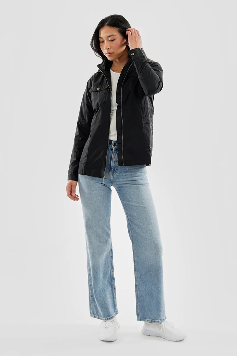 Coated Microfibre Zip Up Lightweight Jacket - Black - Image 5