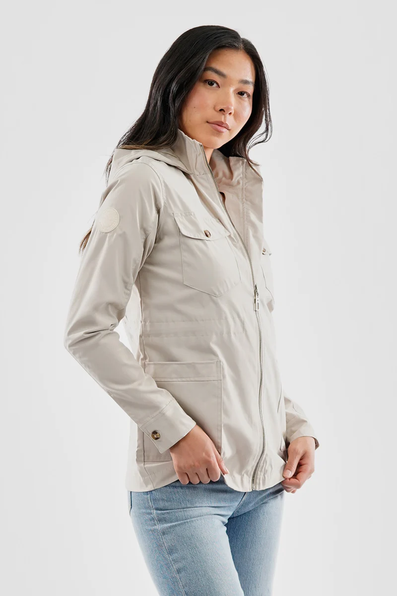 Coated Microfibre Zip Up Lightweight Jacket - Cream - Image 2