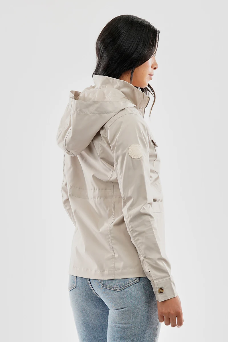 Coated Microfibre Zip Up Lightweight Jacket - Cream - Image 3