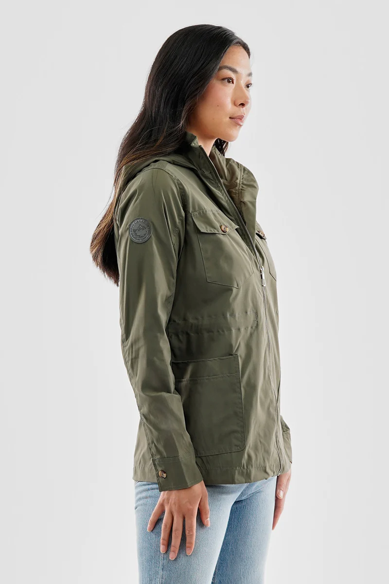 Coated Microfibre Zip Up Lightweight Jacket - Olive - Image 2