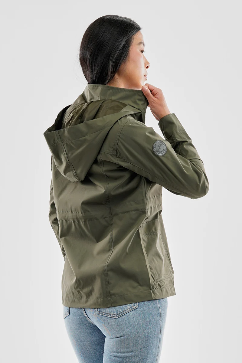 Coated Microfibre Zip Up Lightweight Jacket - Olive - Image 3