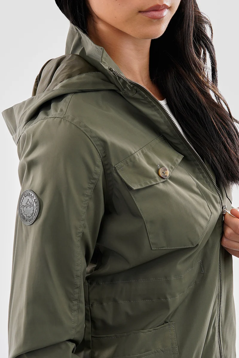 Coated Microfibre Zip Up Lightweight Jacket - Olive - Image 4